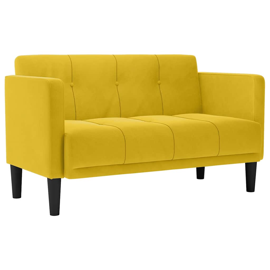 vidaXL Sofa dwuosobowa żółta 111 cm aksamitna