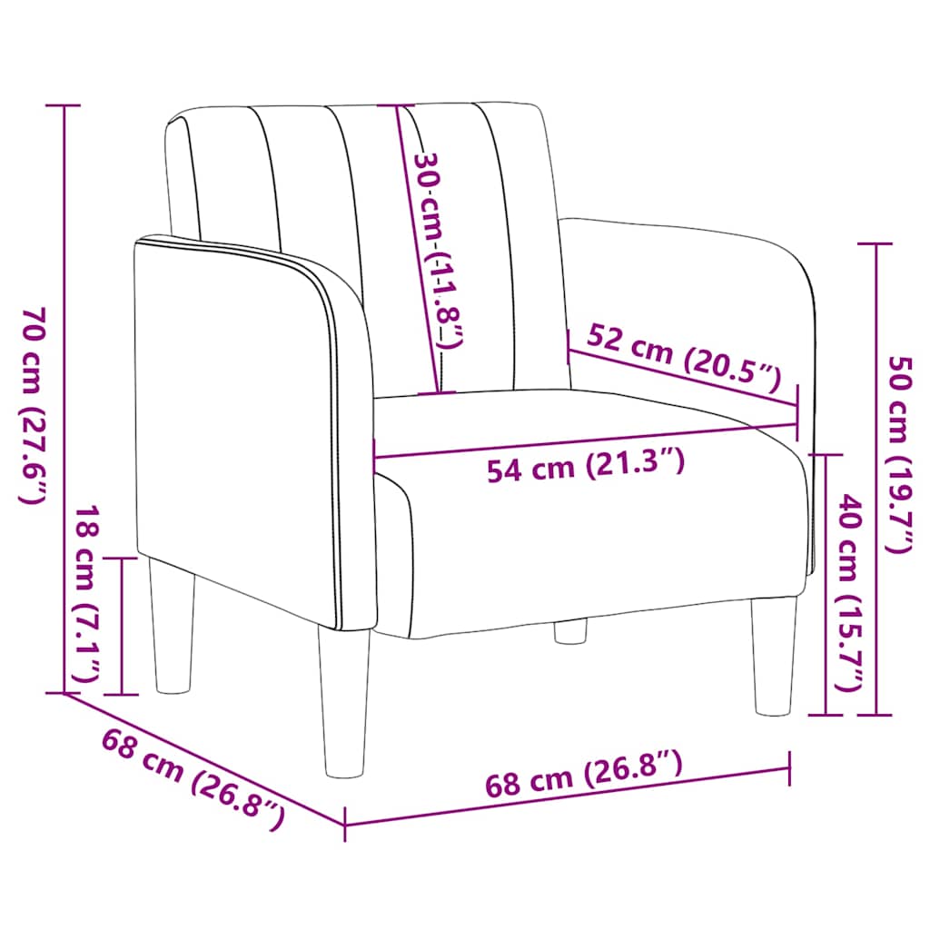 vidaXL Sofa Fotel z Podłokietnikami Niebieski 54 cm Aksamit