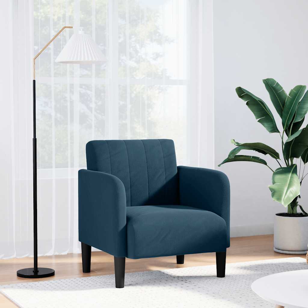 vidaXL Sofa Fotel z Podłokietnikami Niebieski 54 cm Aksamit