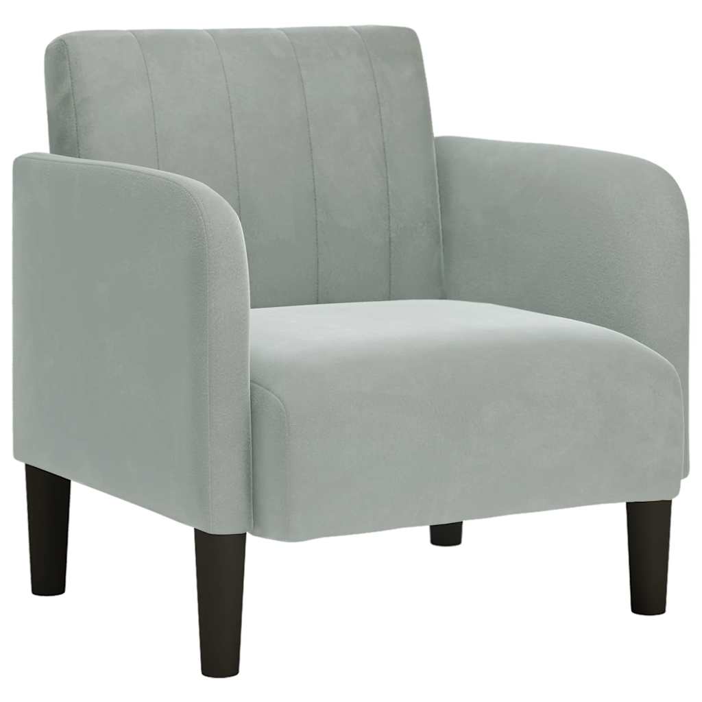 vidaXL Sofa Fotel z Podłokietnikami Jasnoszary 54 cm Aksamit