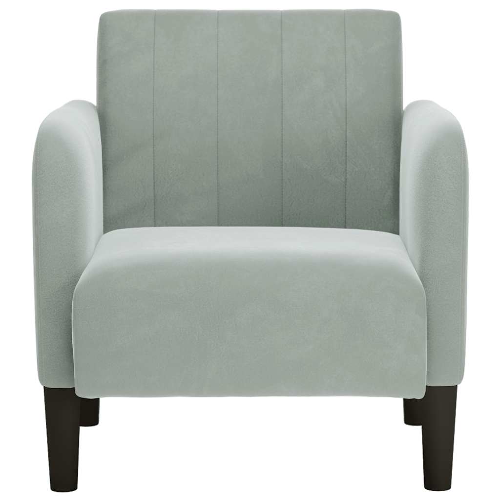 vidaXL Sofa Fotel z Podłokietnikami Jasnoszary 54 cm Aksamit