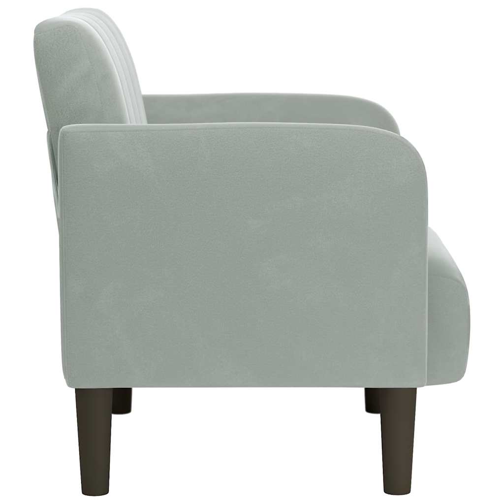 vidaXL Sofa Fotel z Podłokietnikami Jasnoszary 54 cm Aksamit