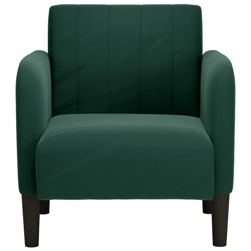 vidaXL Sofa Fotel z Podłokietnikami Ciemnozielony 54 cm Aksamit