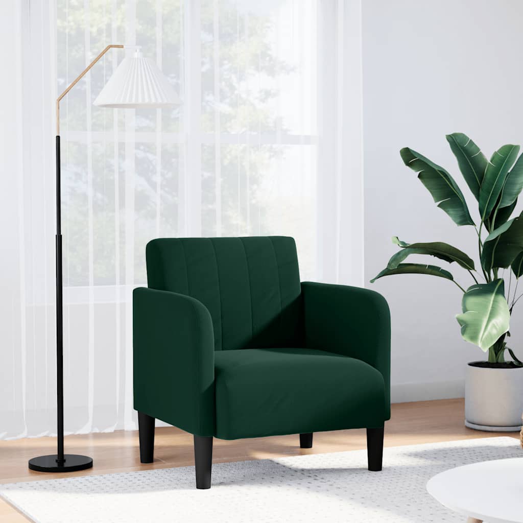 vidaXL Sofa Fotel z Podłokietnikami Ciemnozielony 54 cm Aksamit