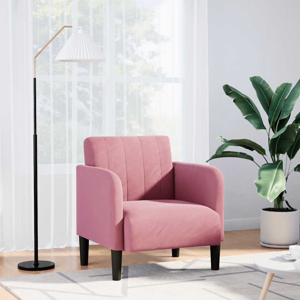 vidaXL Sofa Fotel z Podłokietnikami Różowy 54 cm Aksamit