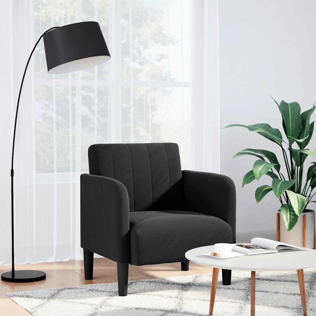 vidaXL Sofa Fotel z Podłokietnikami Czarny 54 cm Aksamit