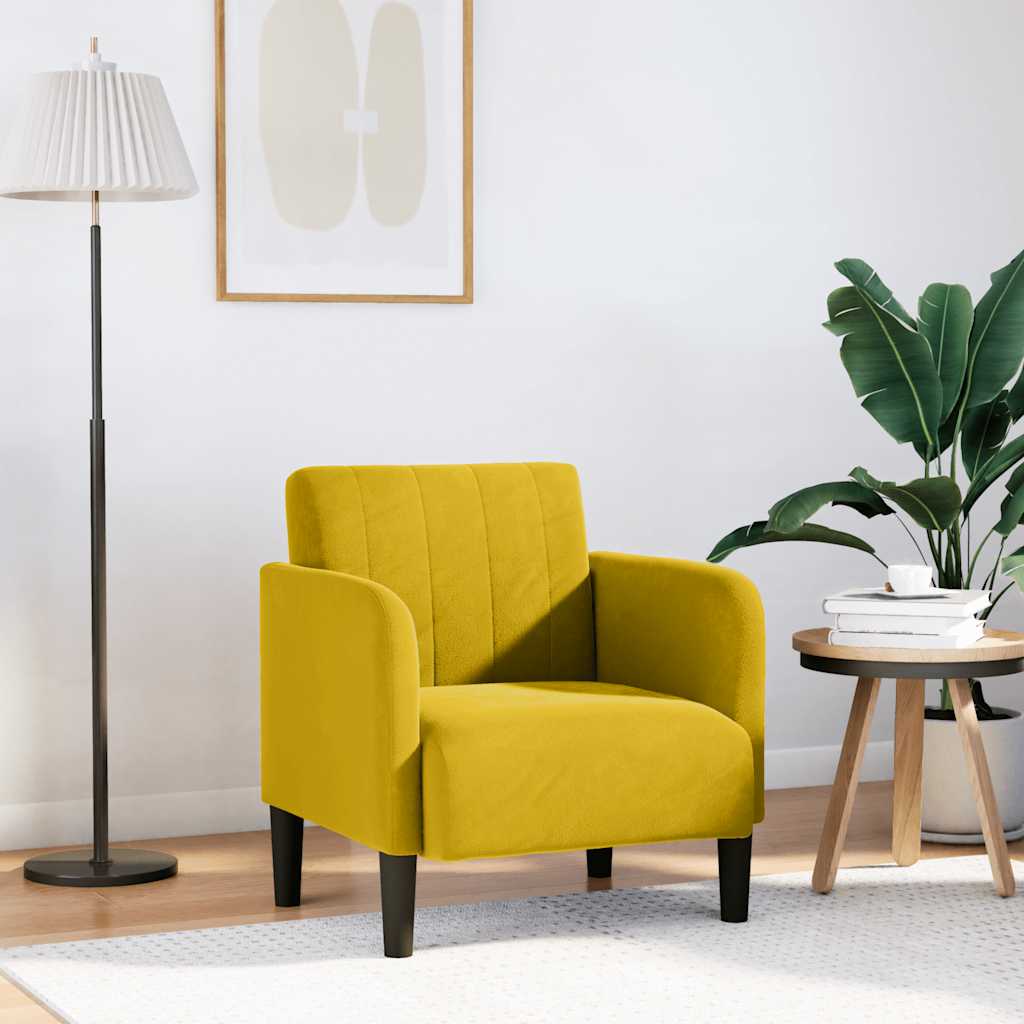 vidaXL Sofa Fotel z Podłokietnikami Żółty 54 cm Aksamit
