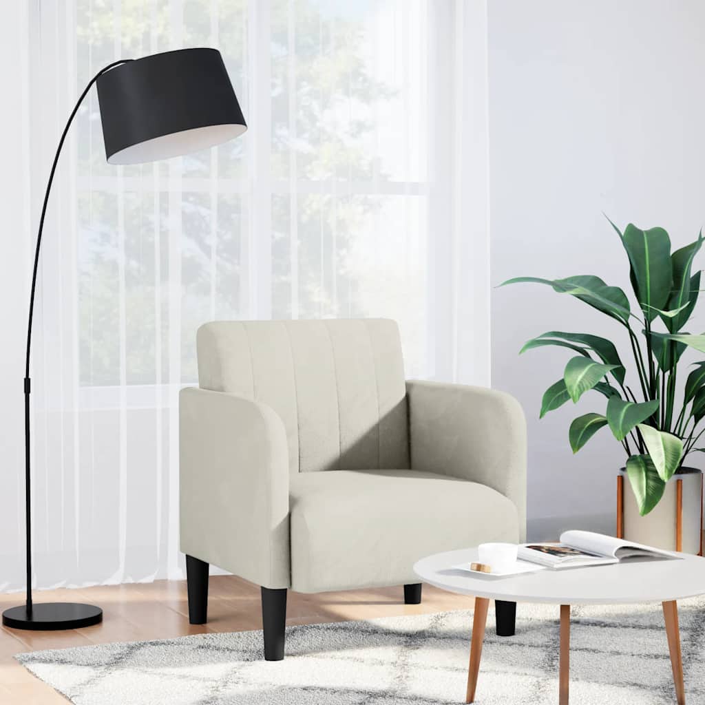 vidaXL Sofa Fotel z Podłokietnikami Kremowy 54 cm Aksamit