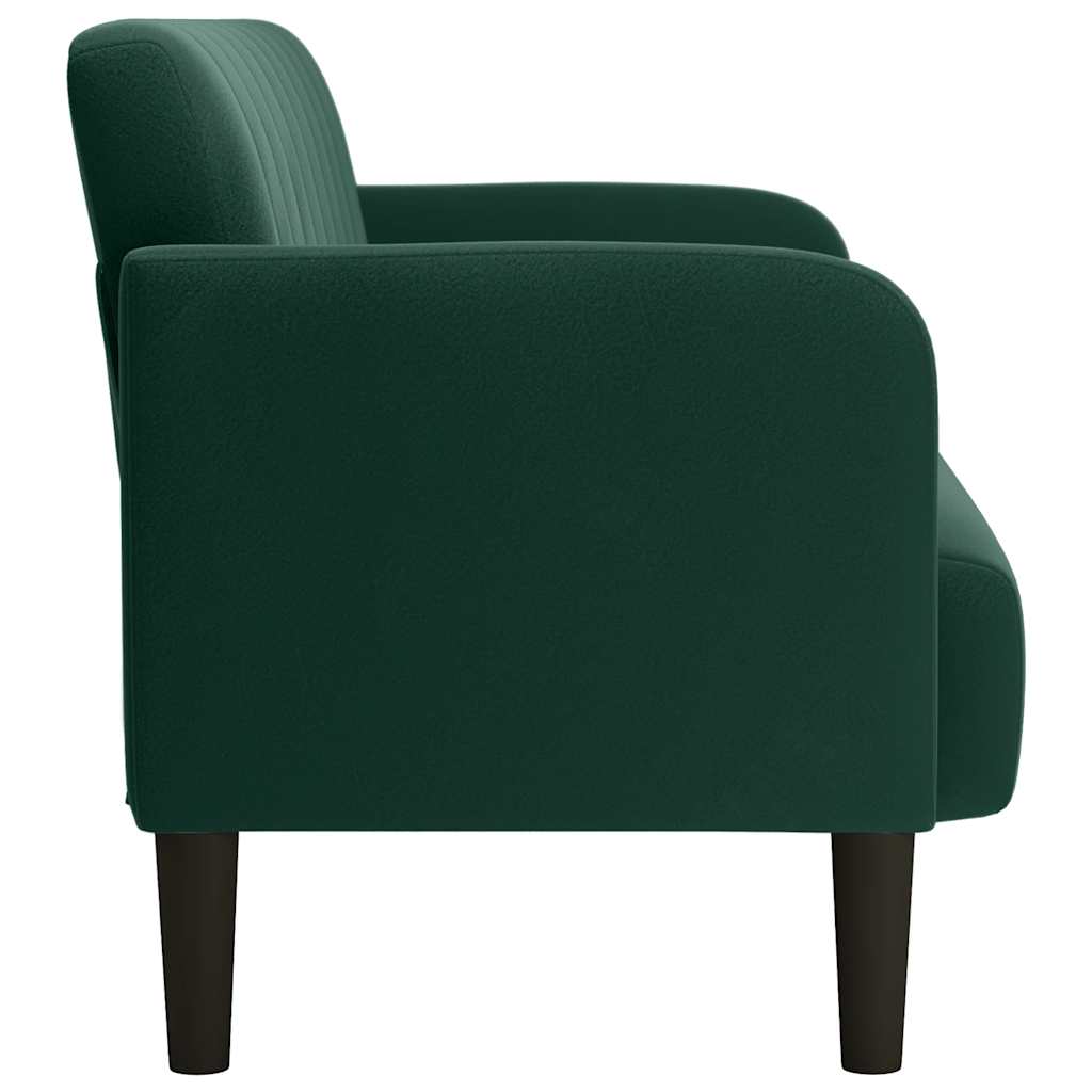 vidaXL Sofa dwuosobowa Ciemnozielona 109 cm Aksamit