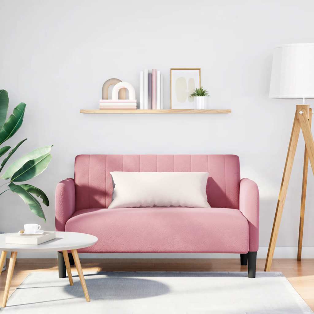 vidaXL Sofa dwuosobowa różowa 109 cm aksamitna