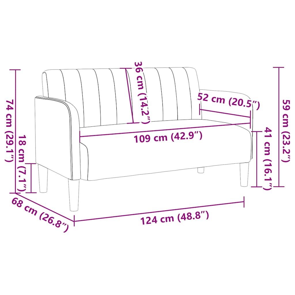 vidaXL Sofa dwuosobowa żółta 109 cm aksamitna