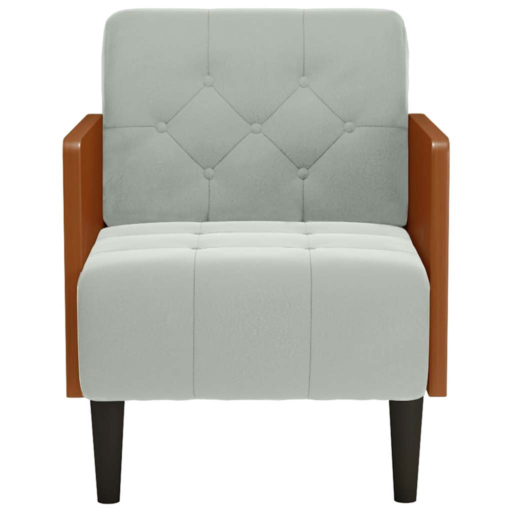 vidaXL Sofa Fotel z Podłokietnikami Jasnoszary 55 cm Aksamit