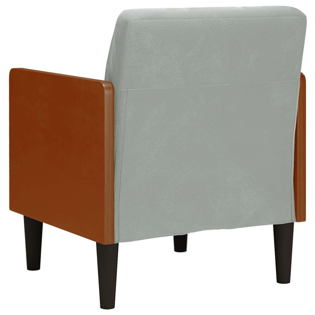 vidaXL Sofa Fotel z Podłokietnikami Jasnoszary 55 cm Aksamit