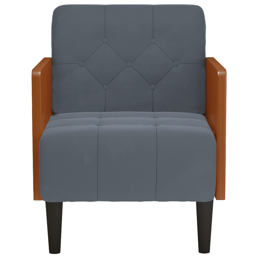 vidaXL Sofa Fotel z Podłokietnikami Ciemnoszary 55 cm Aksamit