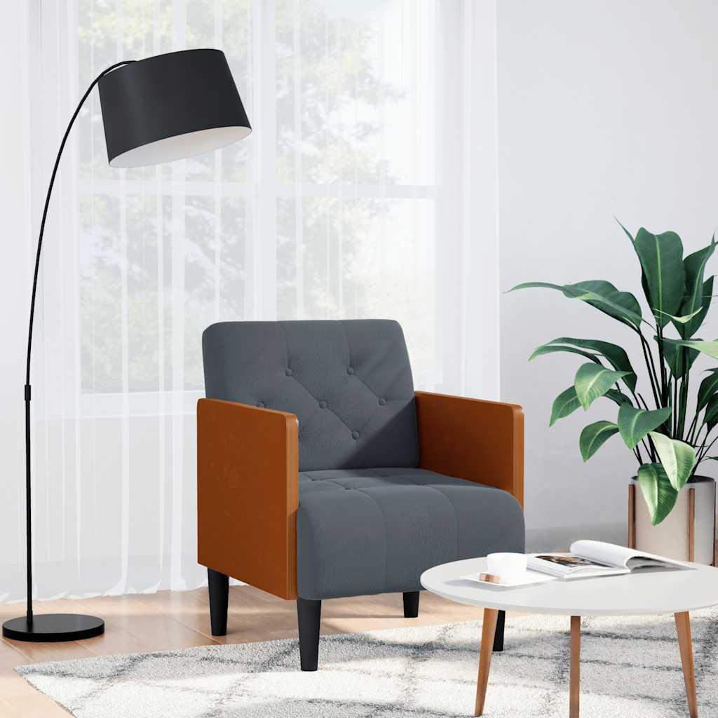 vidaXL Sofa Fotel z Podłokietnikami Ciemnoszary 55 cm Aksamit