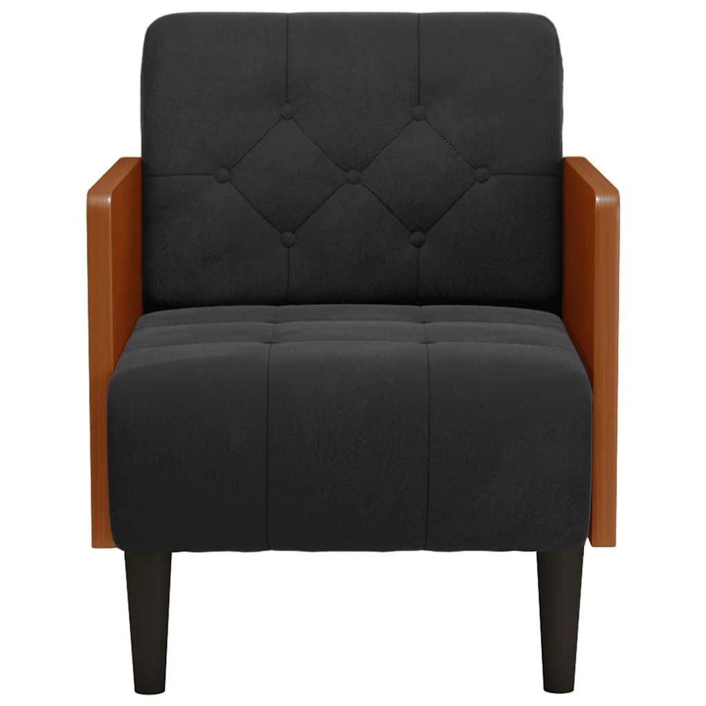 vidaXL Sofa Fotel z Podłokietnikami Czarny 55 cm Aksamit