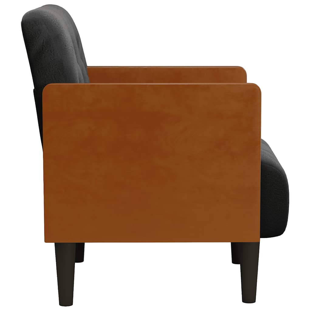 vidaXL Sofa Fotel z Podłokietnikami Czarny 55 cm Aksamit