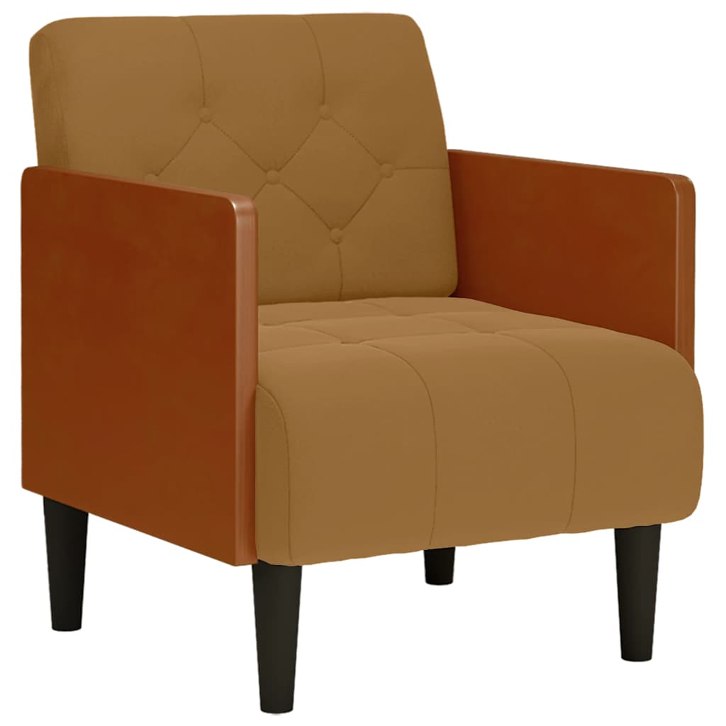 vidaXL Sofa Fotel z Podłokietnikami Brązowy 55 cm Aksamit