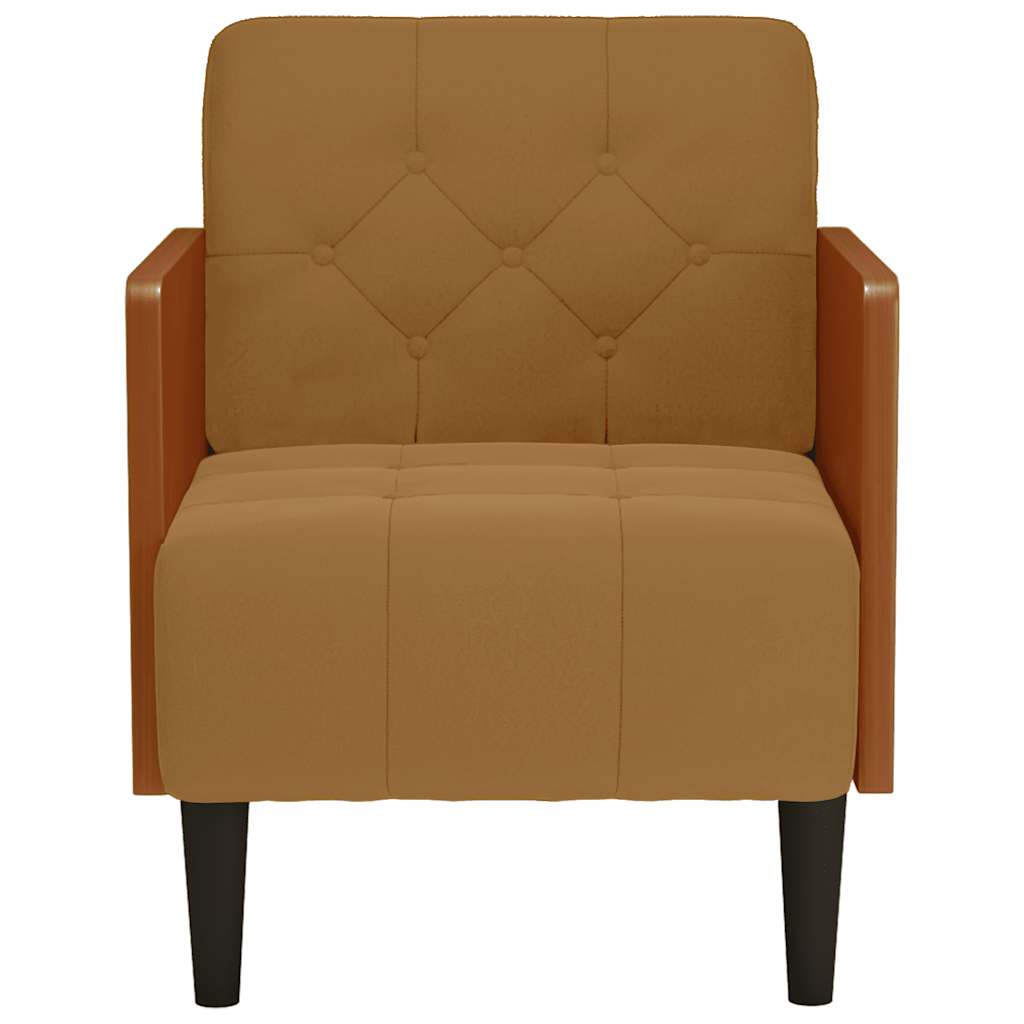 vidaXL Sofa Fotel z Podłokietnikami Brązowy 55 cm Aksamit