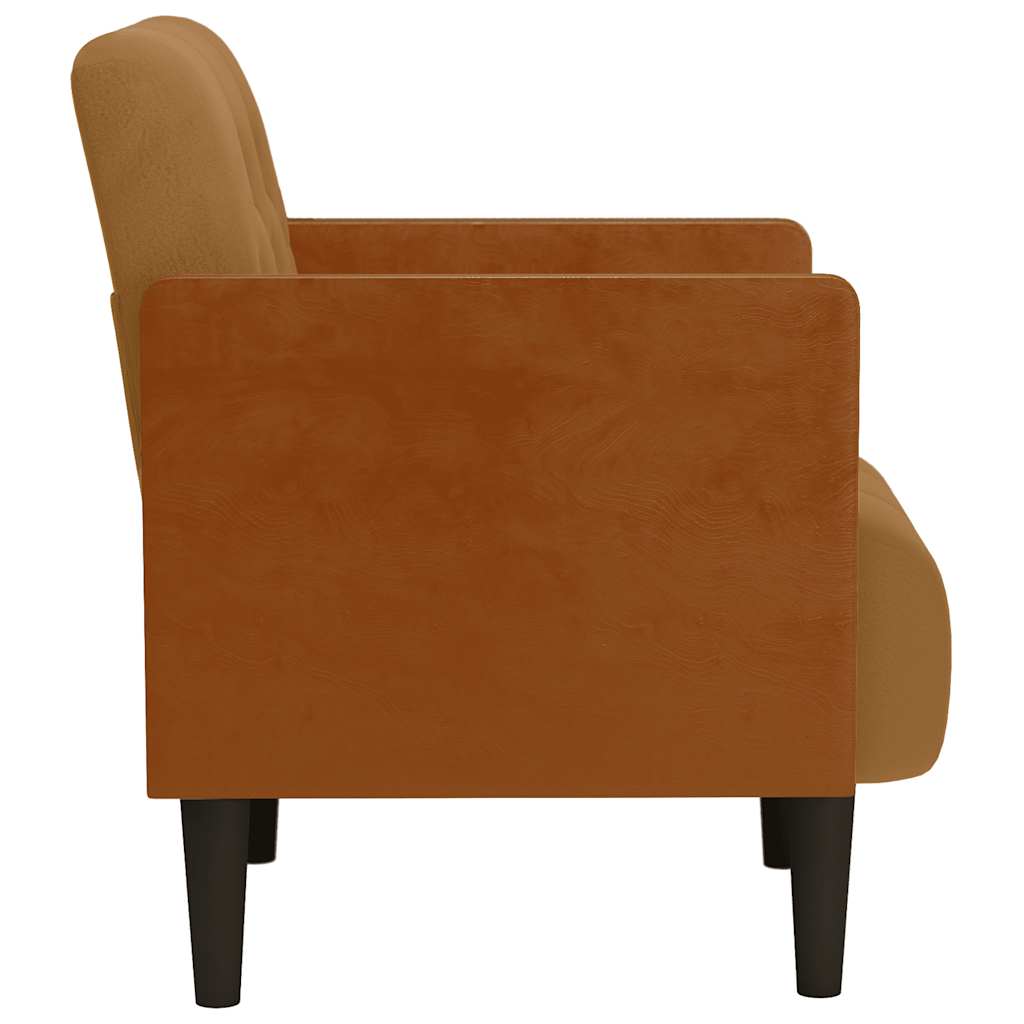 vidaXL Sofa Fotel z Podłokietnikami Brązowy 55 cm Aksamit