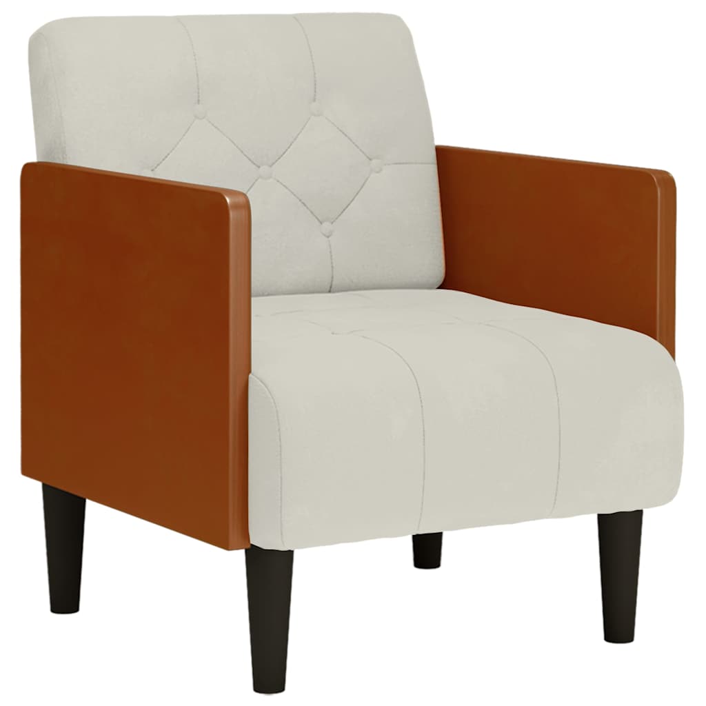 vidaXL Sofa Fotel z Podłokietnikami Kremowy 55 cm Aksamit
