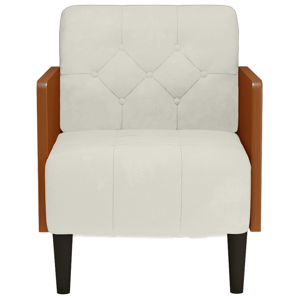 vidaXL Sofa Fotel z Podłokietnikami Kremowy 55 cm Aksamit