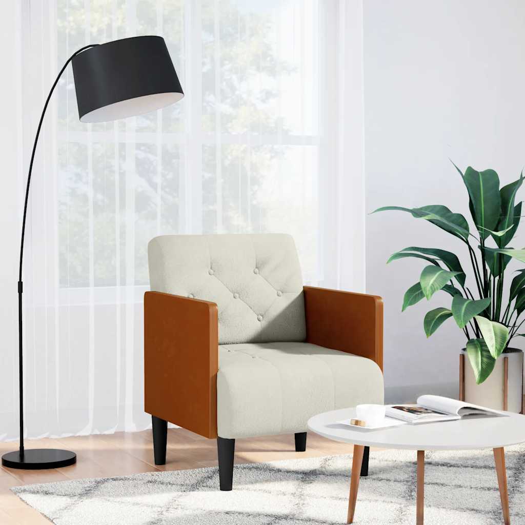 vidaXL Sofa Fotel z Podłokietnikami Kremowy 55 cm Aksamit