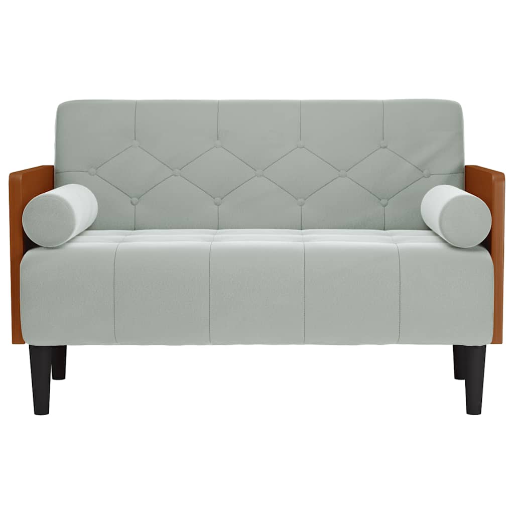 vidaXL Sofa dwuosobowa z poduszkami wałkowymi Jasnoszara 110 cm