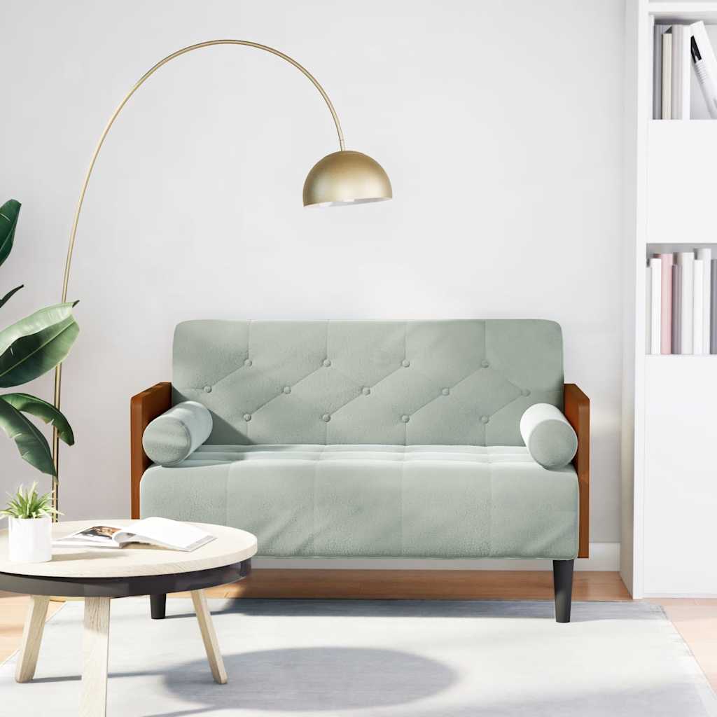 vidaXL Sofa dwuosobowa z poduszkami wałkowymi Jasnoszara 110 cm