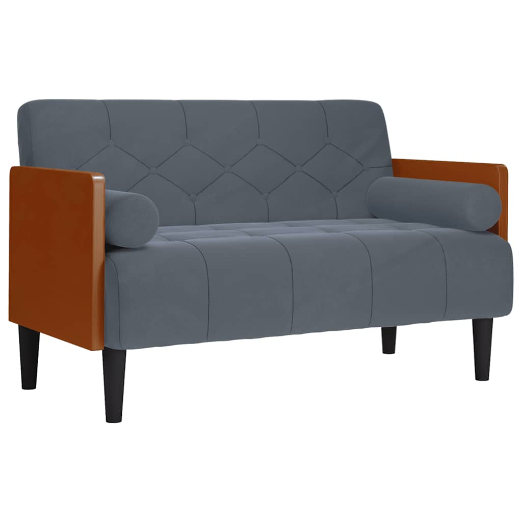 vidaXL Sofa dwuosobowa z poduszkami wałkowymi Ciemnoszara 110 cm
