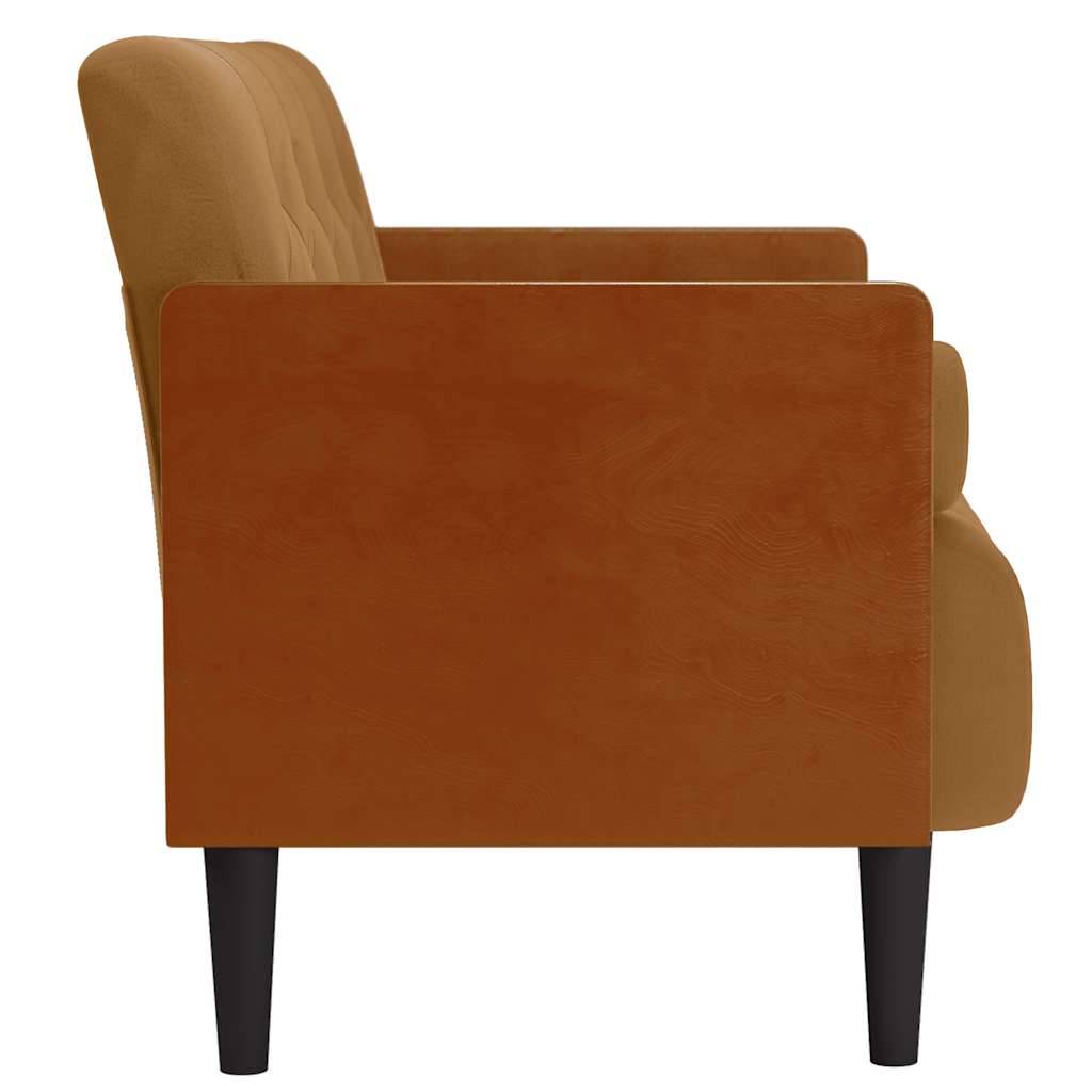 vidaXL Sofa dwuosobowa z poduszkami wałkowymi Brązowa 110 cm Aksamit