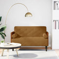 vidaXL Sofa dwuosobowa z poduszkami wałkowymi Brązowa 110 cm Aksamit