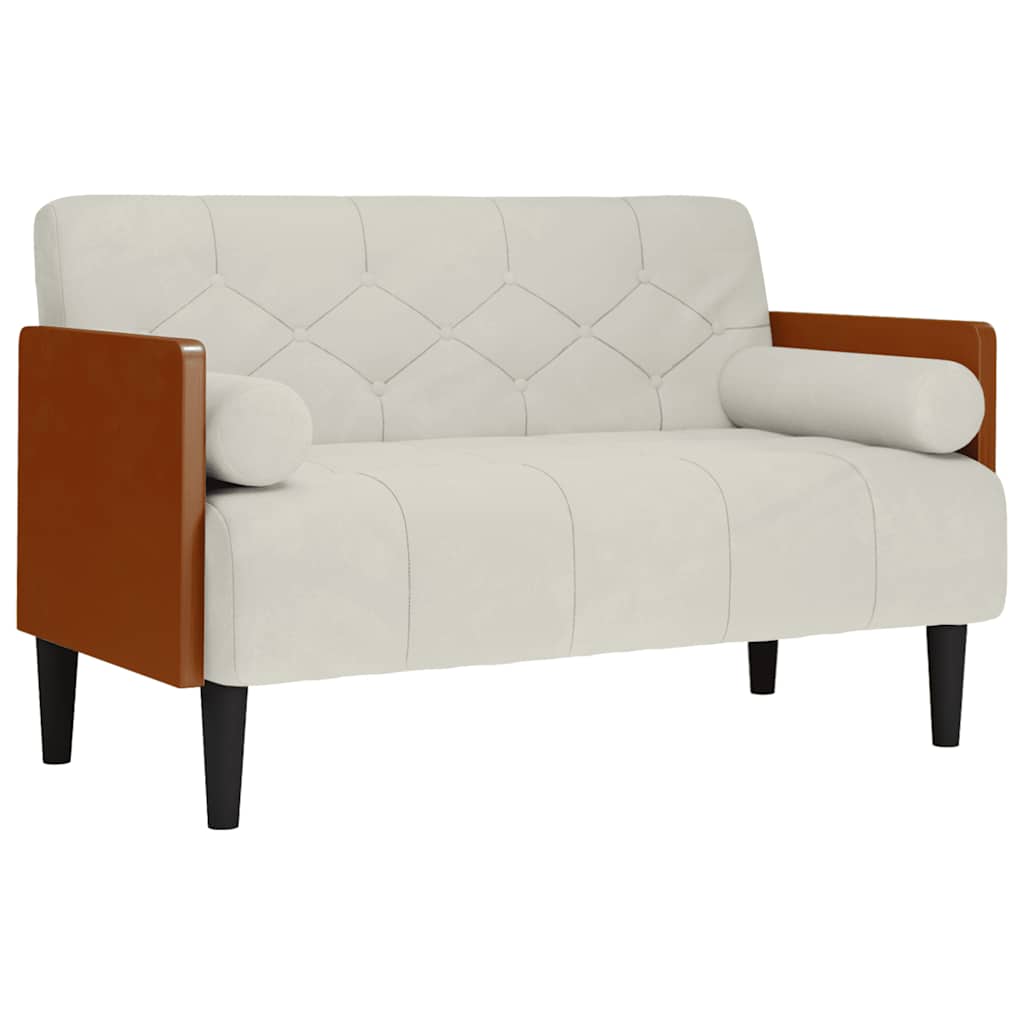 vidaXL Sofa dwuosobowa z poduszkami w kolorze kremowym 110 cm