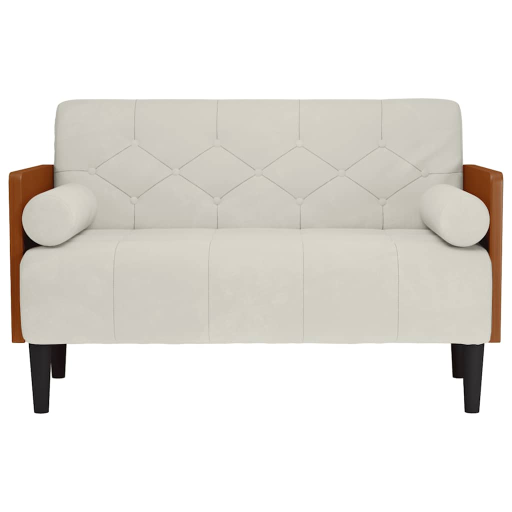 vidaXL Sofa dwuosobowa z poduszkami w kolorze kremowym 110 cm