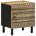 vidaXL Szafka nocna, czarna, 40x33,5x46 cm, lite surowe drewno mango