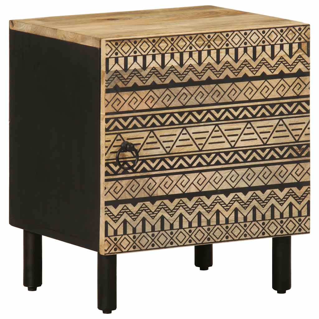 vidaXL Szafka nocna, czarna, 40x33,5x46 cm, lite surowe drewno mango