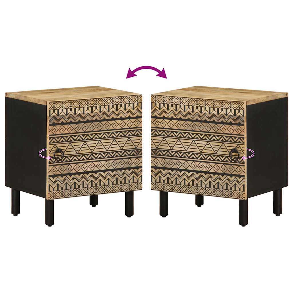 vidaXL Szafka nocna, czarna, 40x33,5x46 cm, lite surowe drewno mango