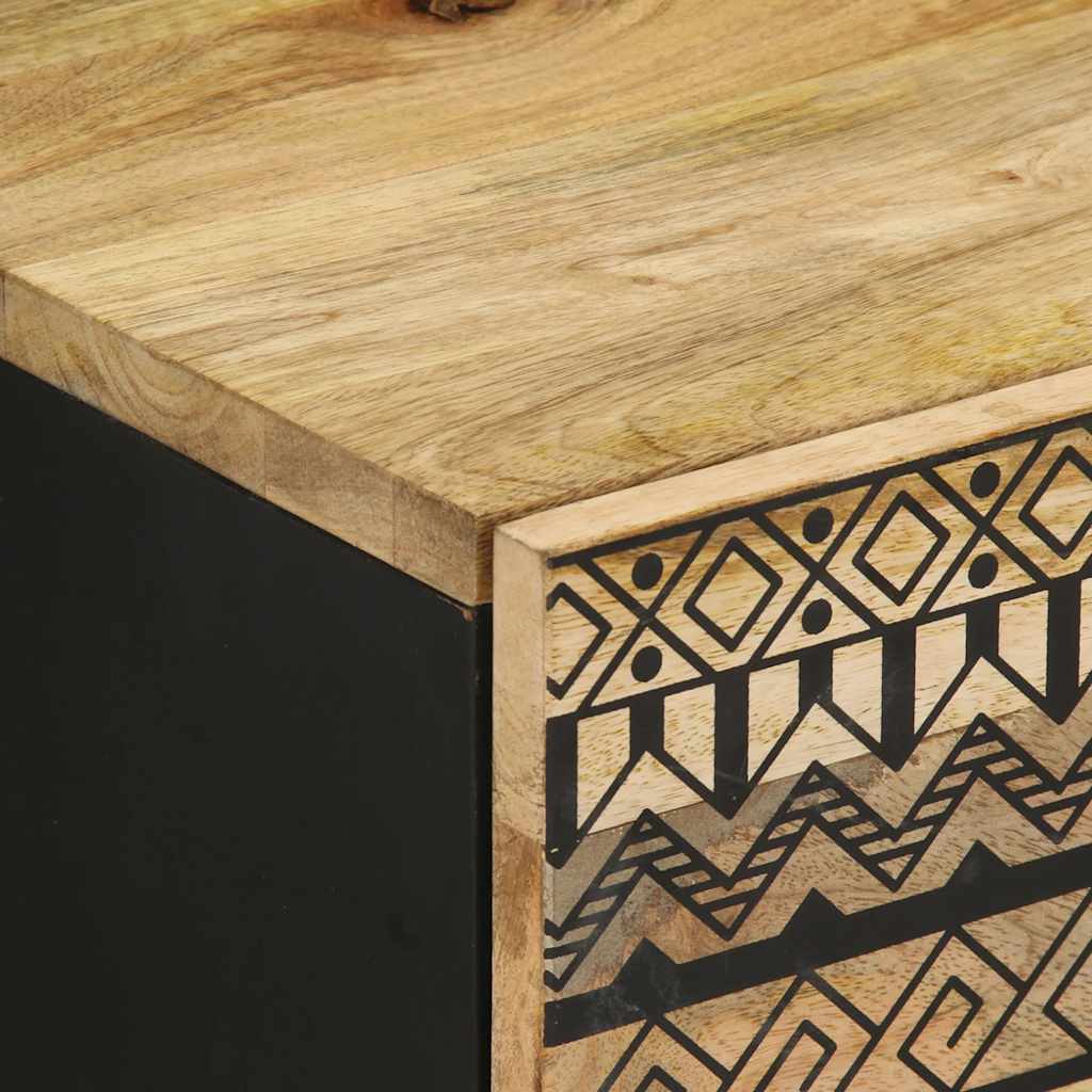 vidaXL Szafka nocna, czarna, 40x33,5x46 cm, lite surowe drewno mango
