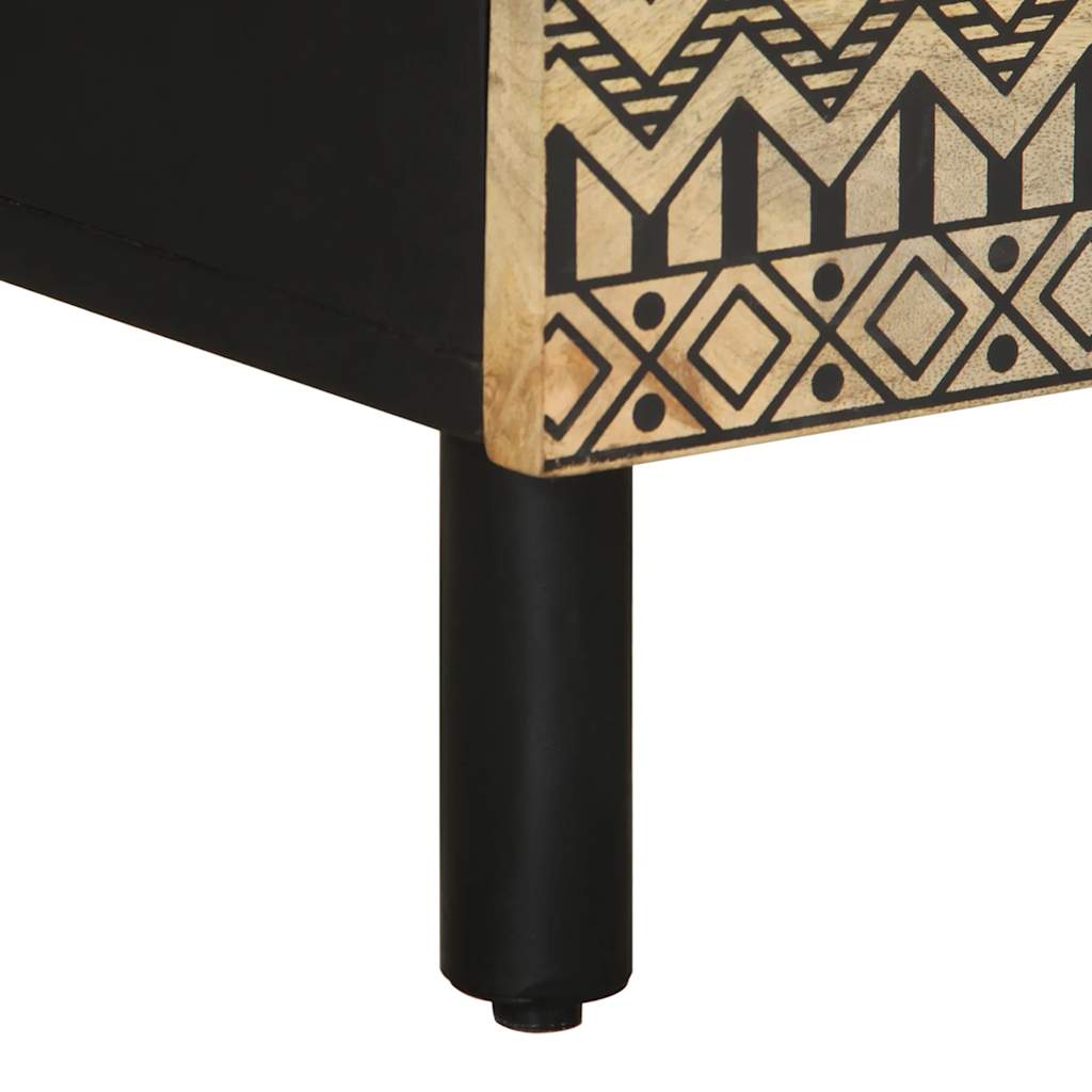 vidaXL Szafka nocna, czarna, 40x33,5x46 cm, lite surowe drewno mango