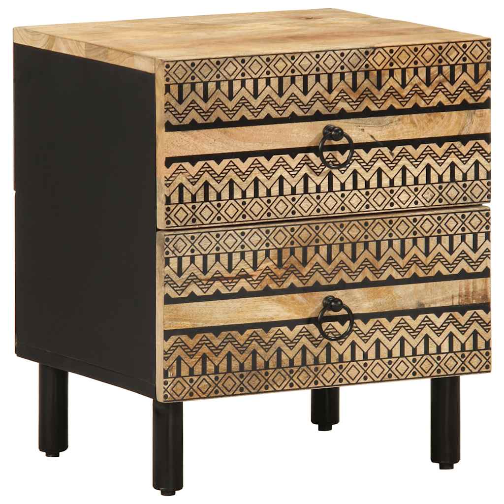 vidaXL Szafka nocna, czarna, 40x33,5x46 cm, lite surowe drewno mango