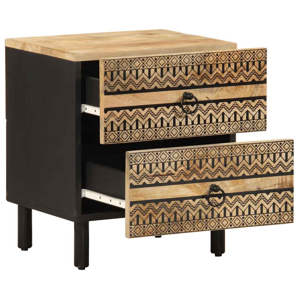 vidaXL Szafka nocna, czarna, 40x33,5x46 cm, lite surowe drewno mango
