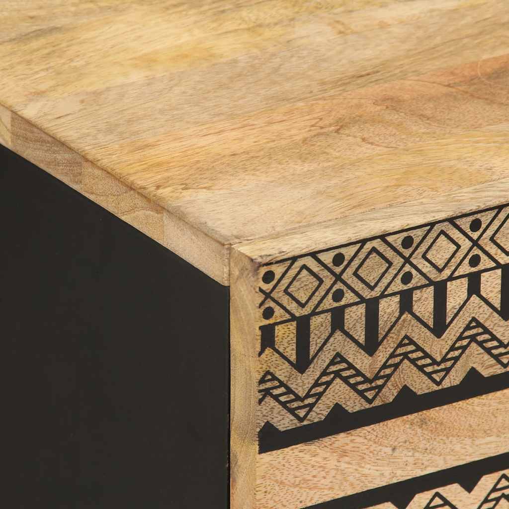 vidaXL Szafka nocna, czarna, 40x33,5x46 cm, lite surowe drewno mango