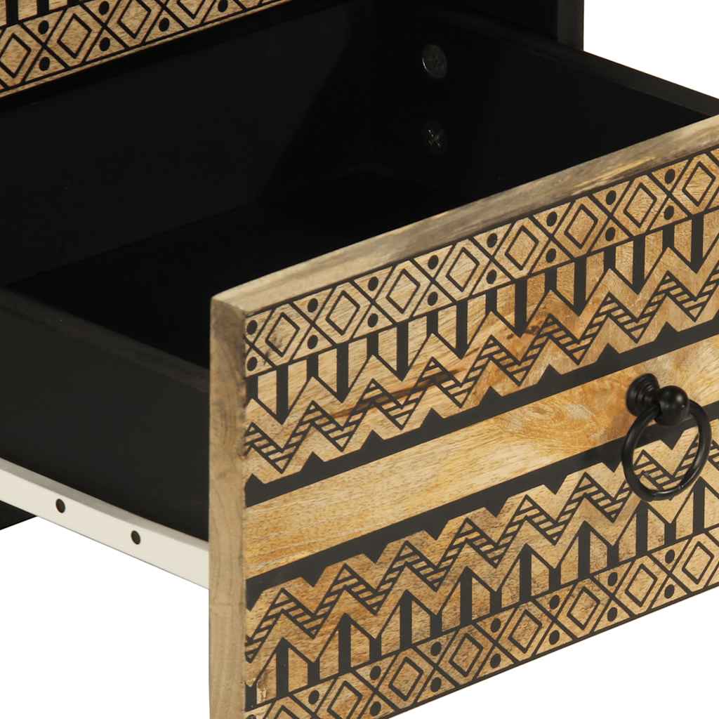 vidaXL Szafka nocna, czarna, 40x33,5x46 cm, lite surowe drewno mango