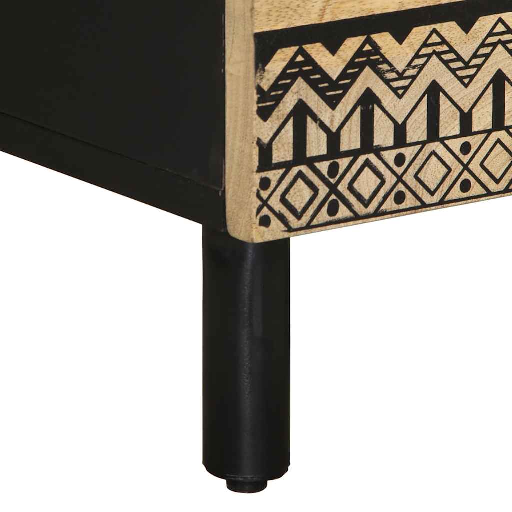 vidaXL Szafka nocna, czarna, 40x33,5x46 cm, lite surowe drewno mango
