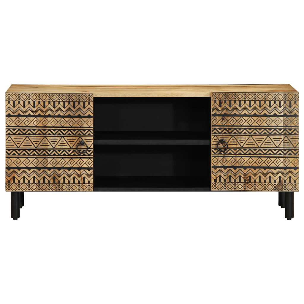 vidaXL Szafka pod TV, czarne, 105x33,5x46 cm, lite surowe drewno mango