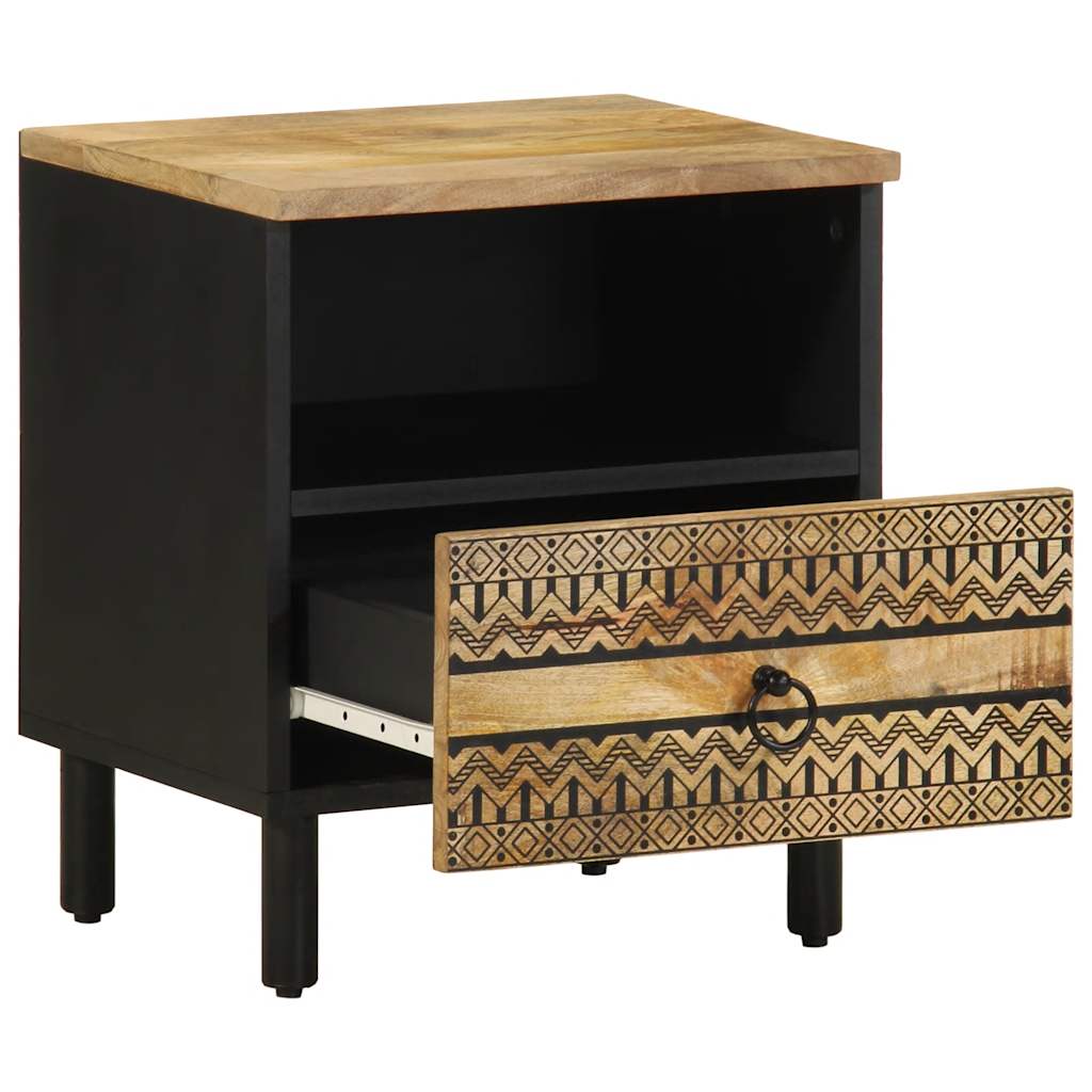 vidaXL Szafka nocna, czarna, 40x33x46 cm, lite surowe drewno mango