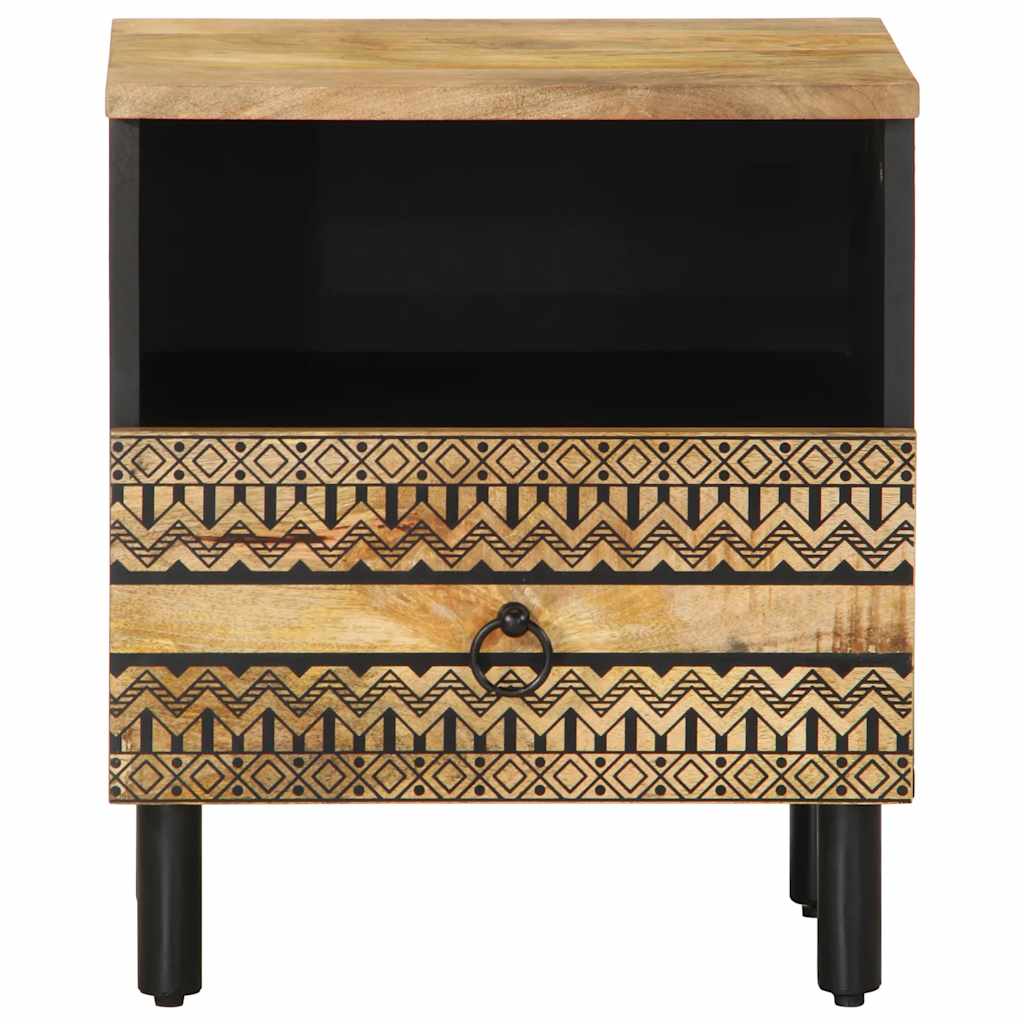 vidaXL Szafka nocna, czarna, 40x33x46 cm, lite surowe drewno mango