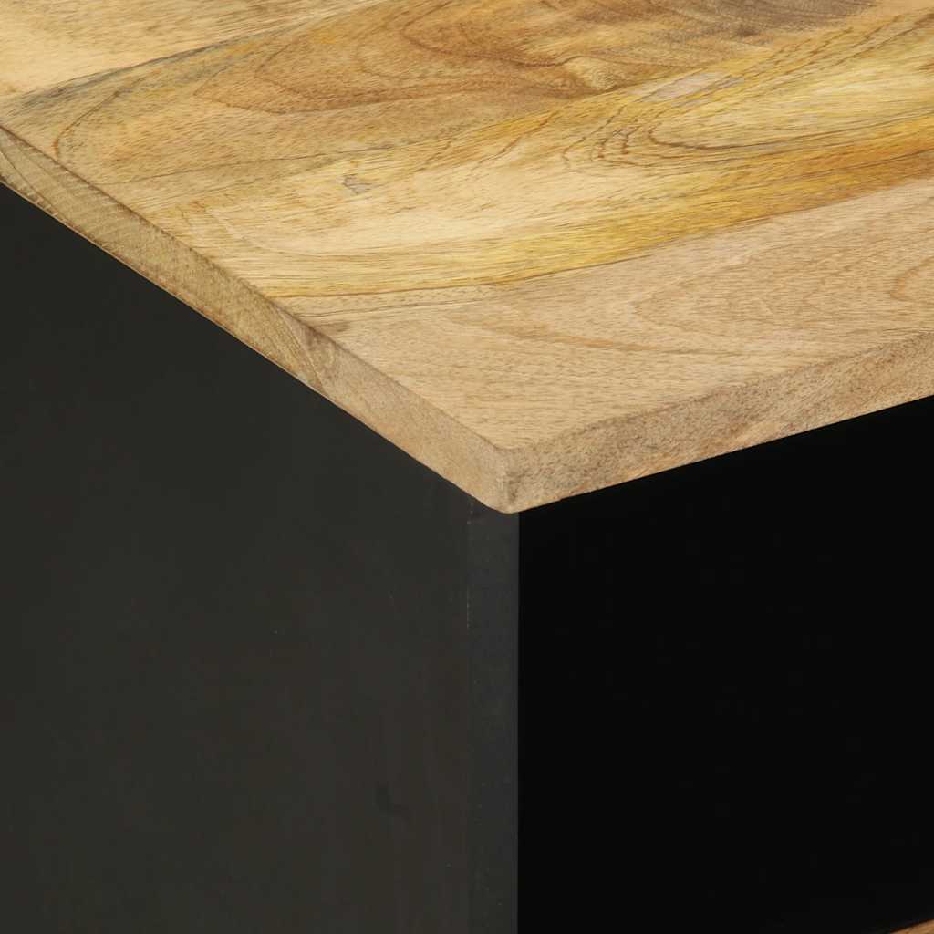 vidaXL Szafka nocna, czarna, 40x33x46 cm, lite surowe drewno mango