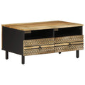 vidaXL Stolik kawowy, czarny, 80x54x40 cm, lite surowe drewno mango