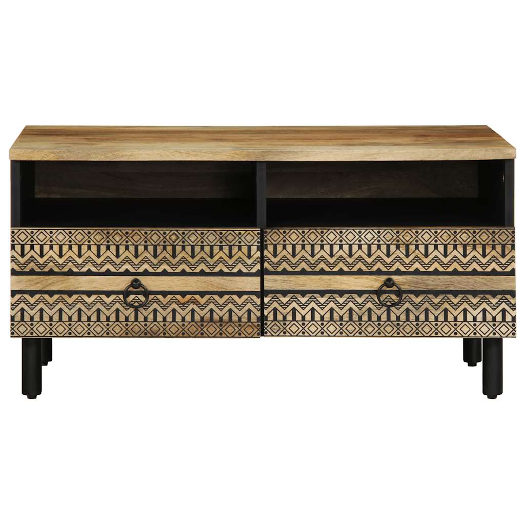 vidaXL Stolik kawowy, czarny, 80x54x40 cm, lite surowe drewno mango